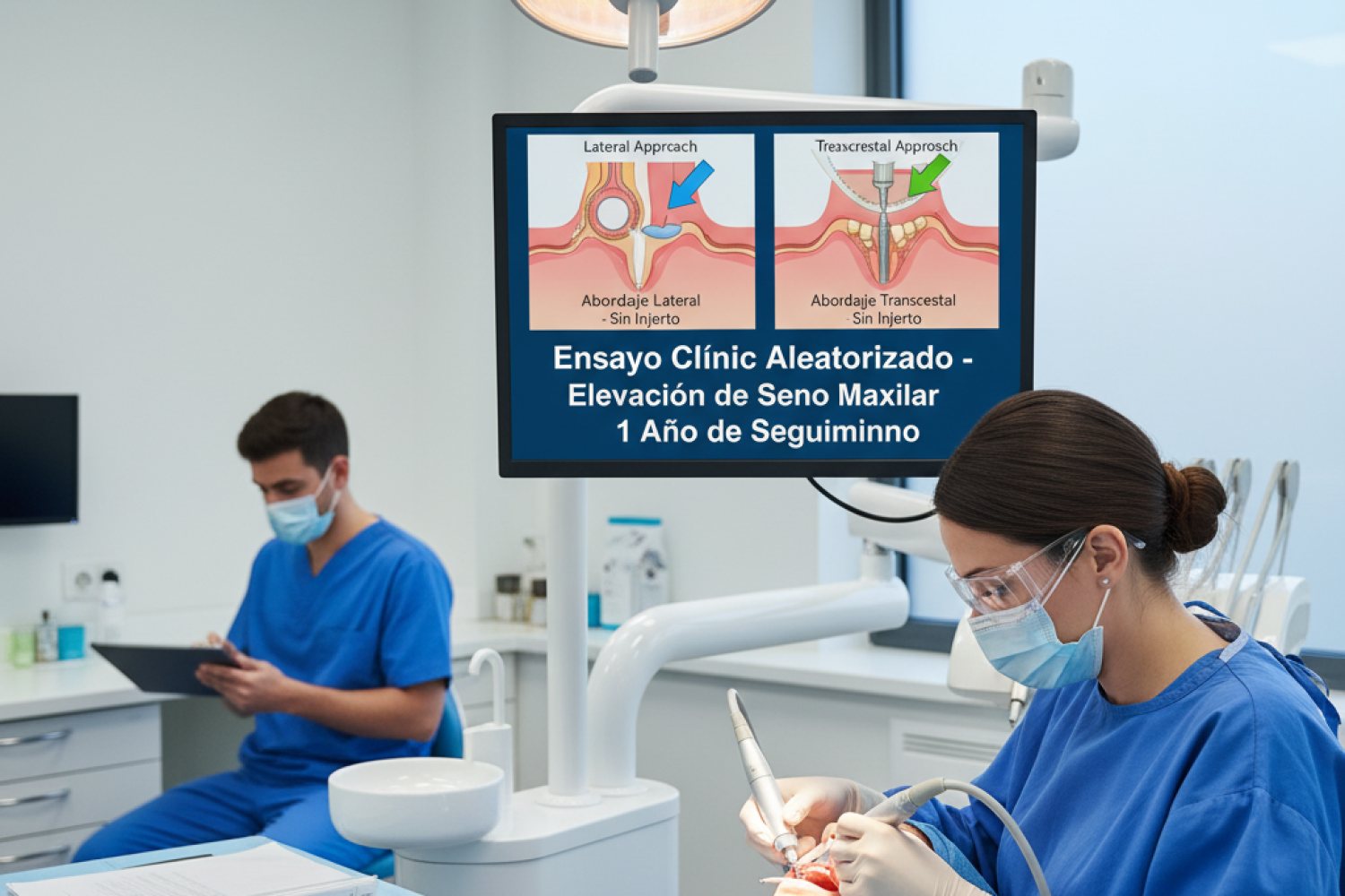 Elevación del suelo del seno sin injerto mediante abordaje lateral o transcrestal. Ensayo clínico aleatorizado con un año de seguimiento.